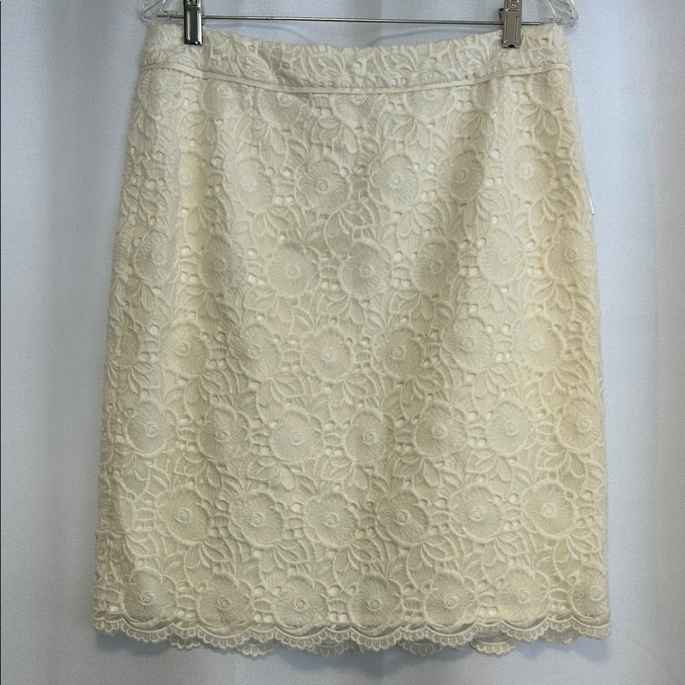 ANTONIO MELANI Ivory Lace Pencil Skirt